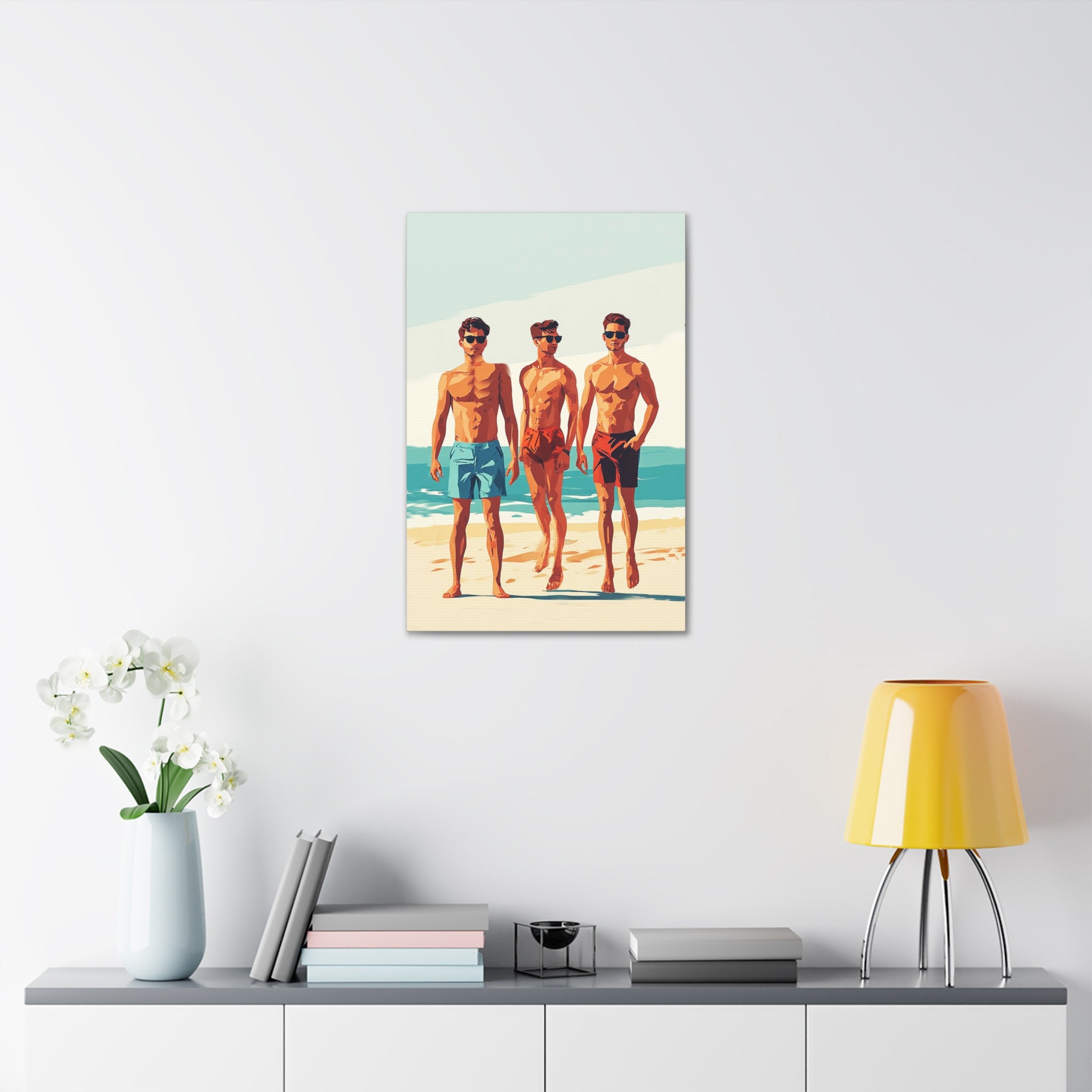 Boys at Beach Canvas Print – Vintage Summer Surf Art
