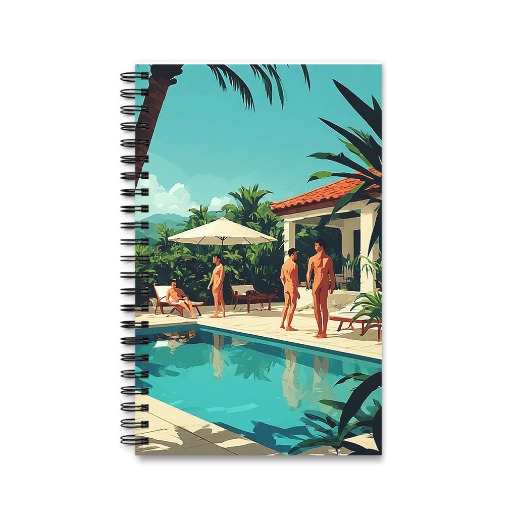 Retro Poolside Spiral Journal — Tropical Vacation Notebook