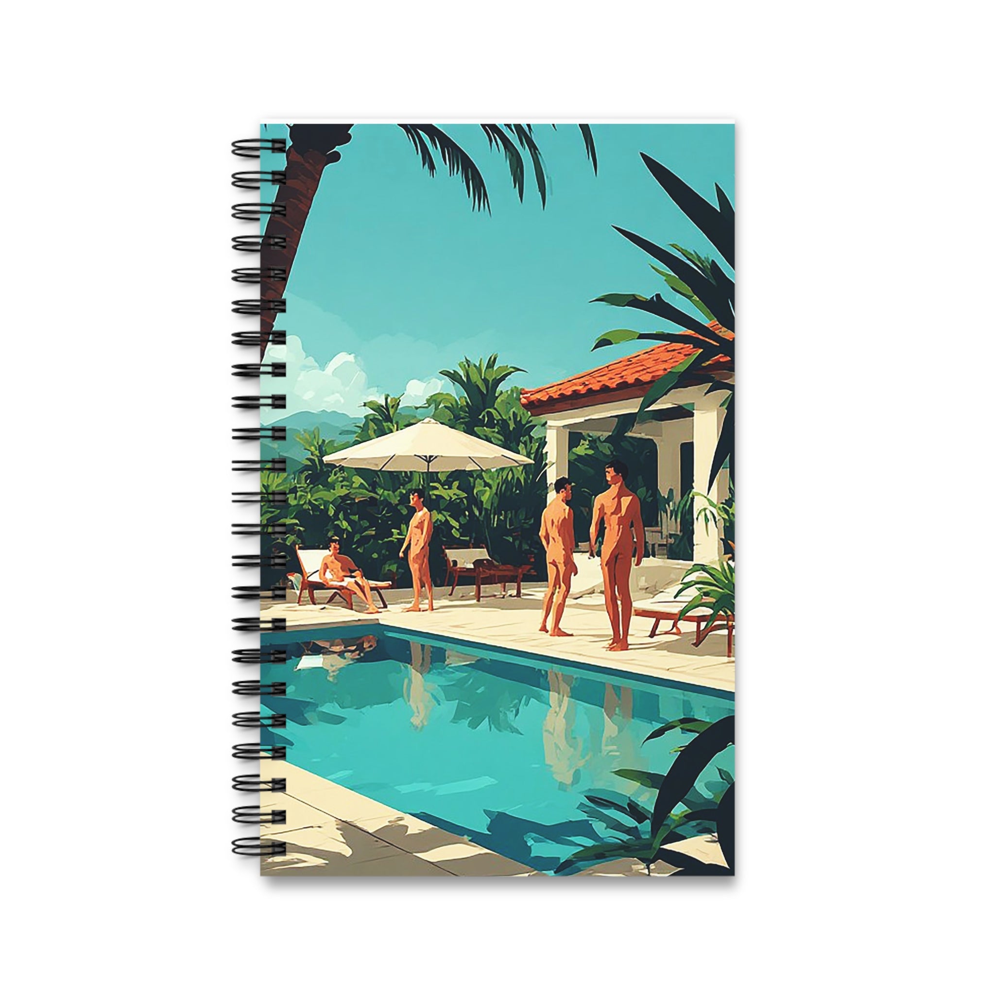 Retro Poolside Spiral Journal — Tropical Vacation Notebook