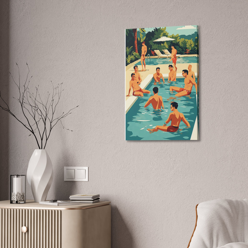 Canvas Print - Retro Men’s Pool Party Artwork (Stretched 1.5")