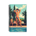 Poolside Muscle Spiral Journal – Retro Swimboy Illustration Notebook