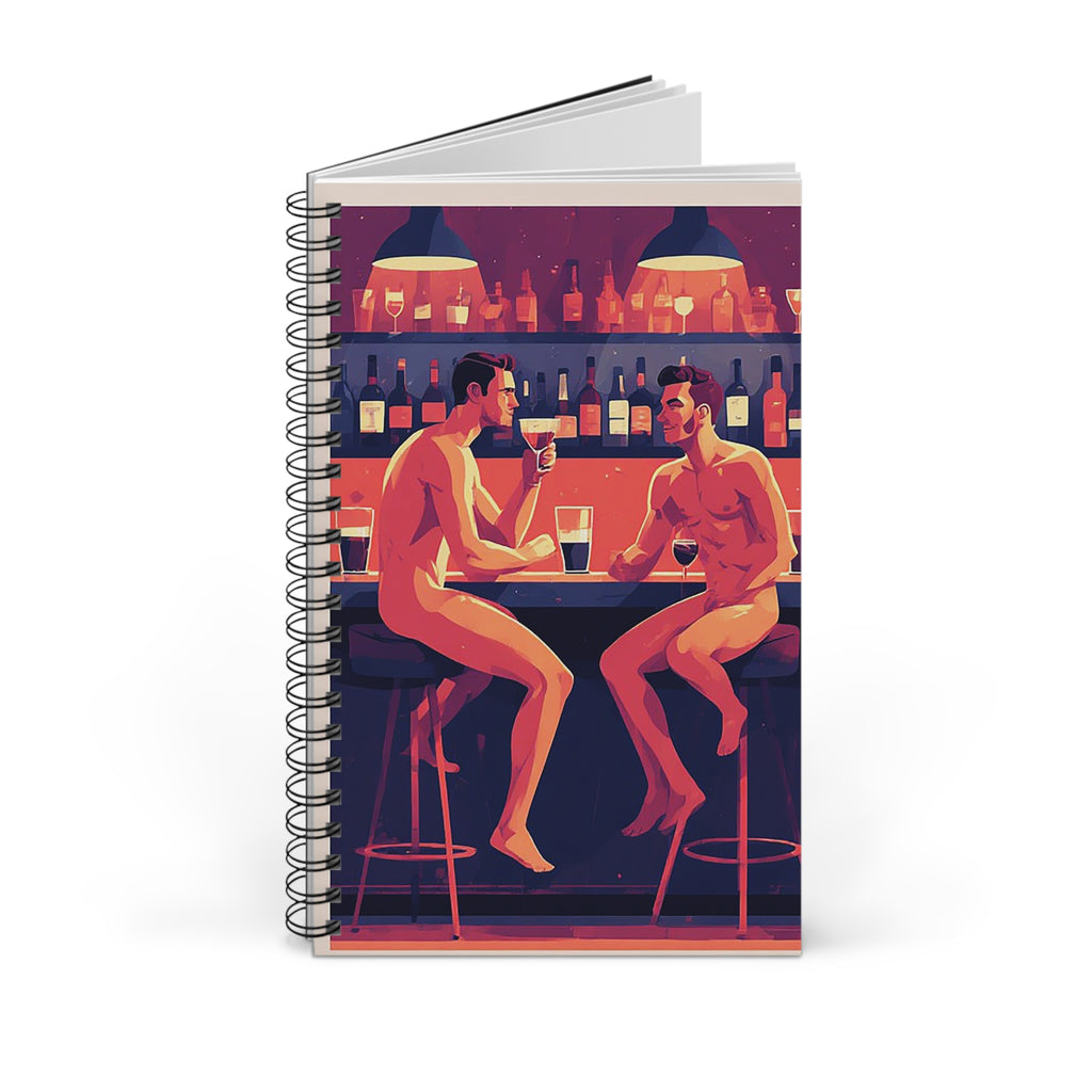 Naked Night Out Spiral Journal — Gay Bar Illustration Notebook