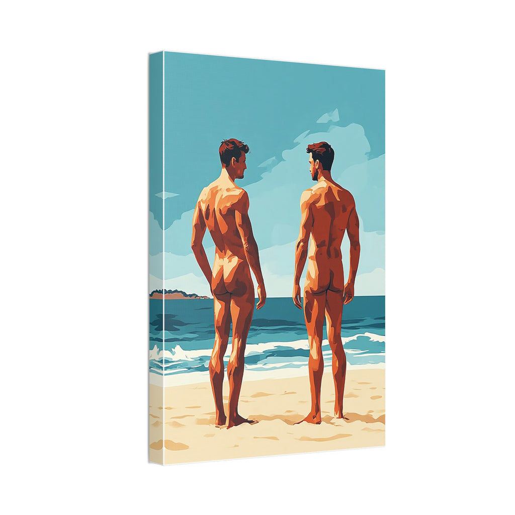 Canvas Print – 'Beach Gaze' Two Men Summer Art (Stretched Canvas 1.5")