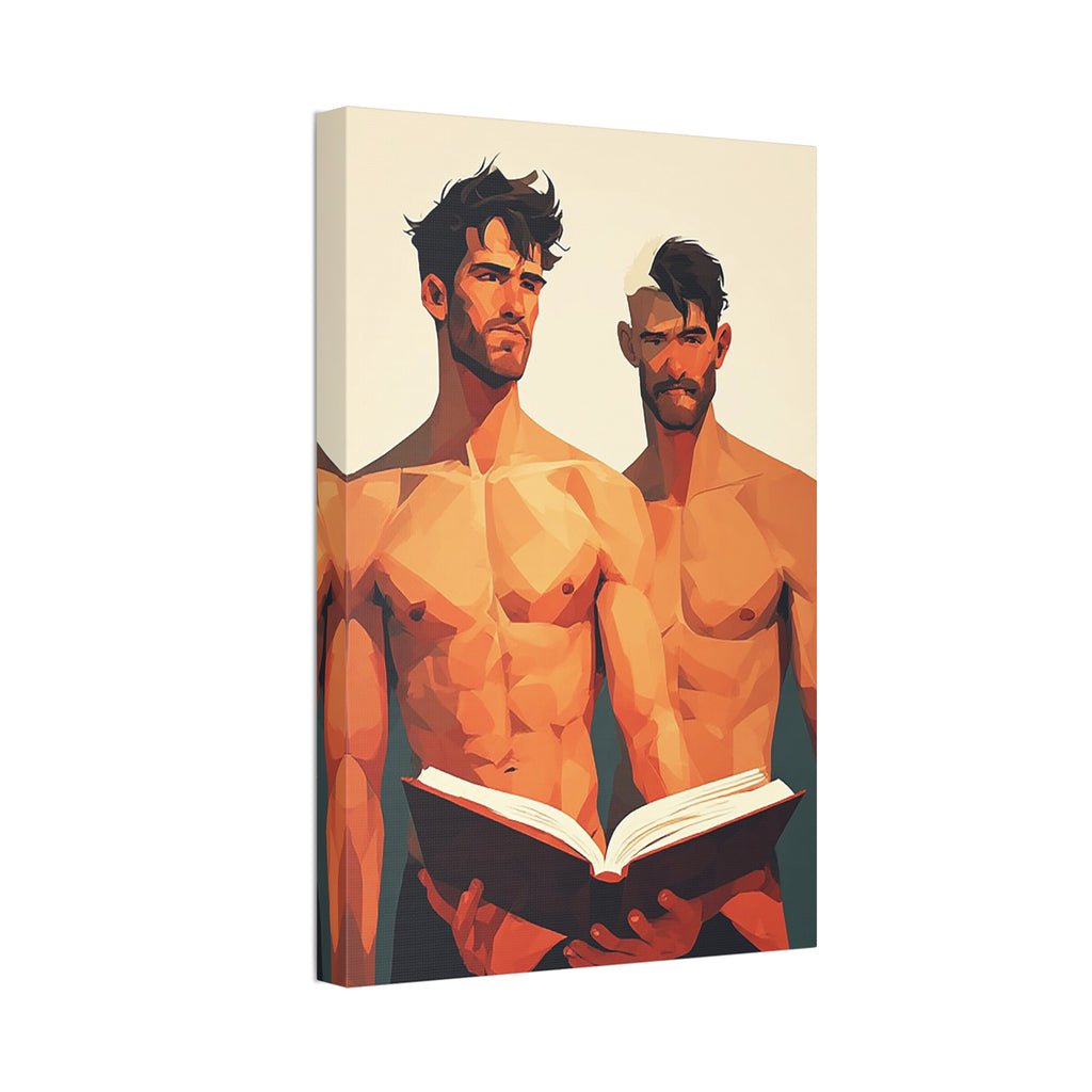 Nude Duo Reading — Stretched Canvas Art