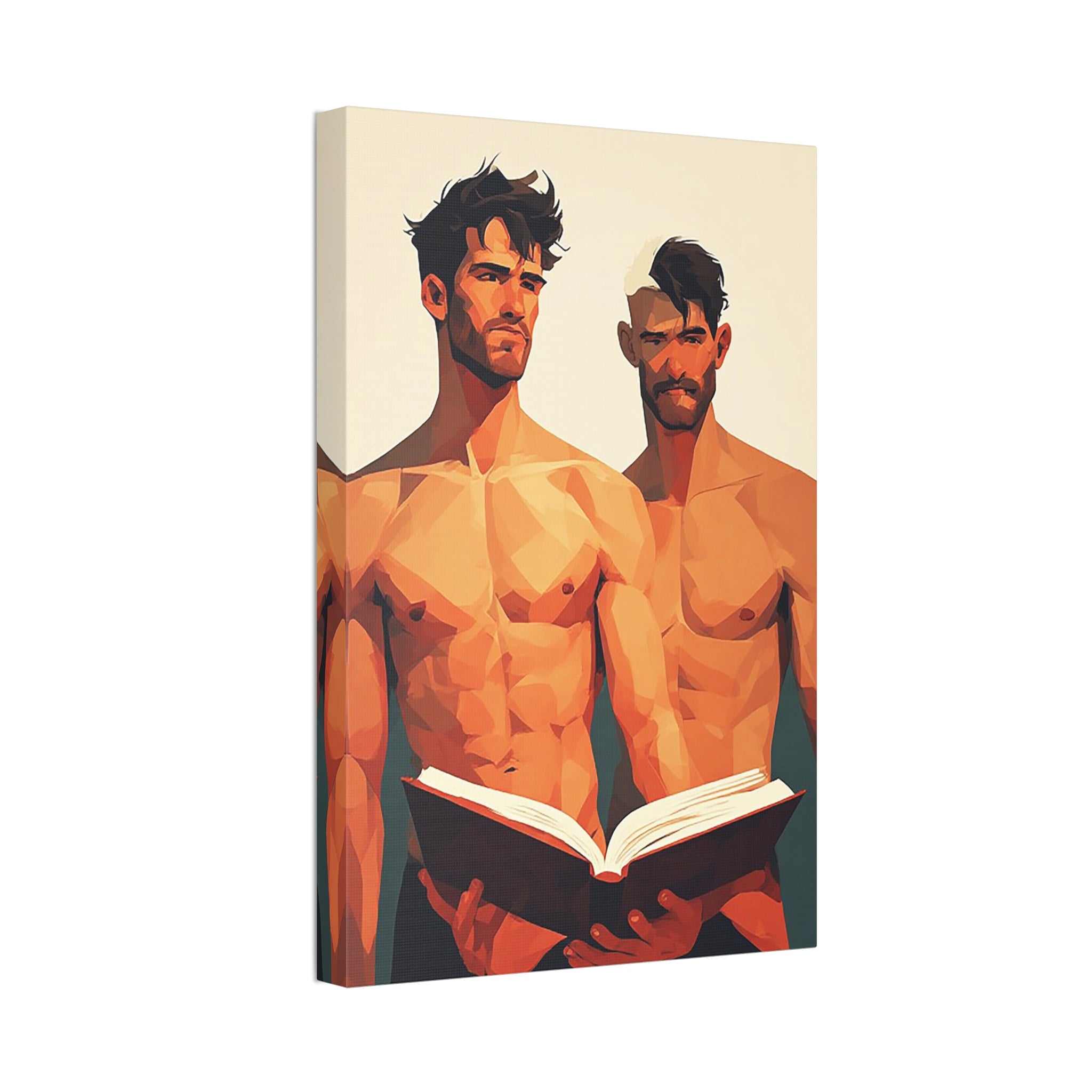 Nude Duo Reading — Stretched Canvas Art