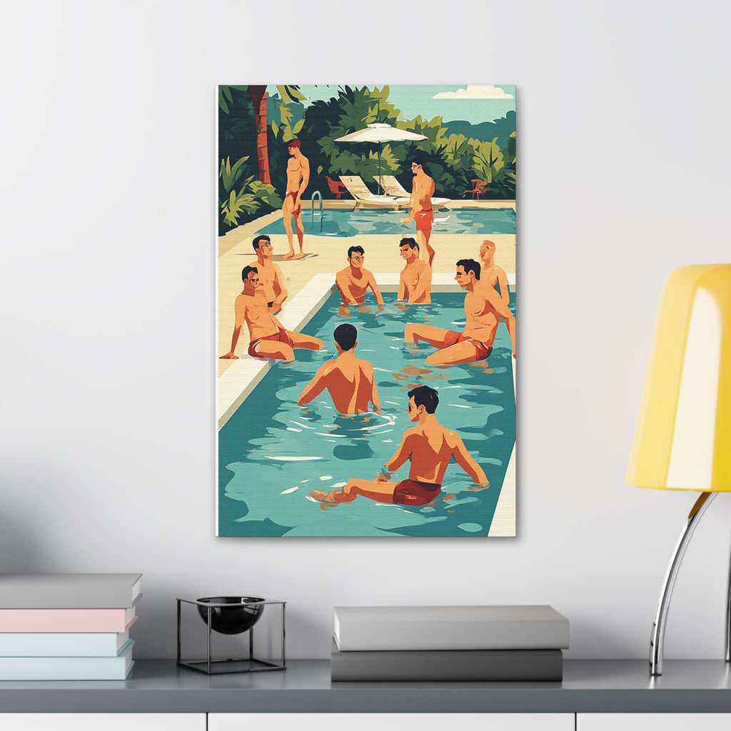 Canvas Print - Retro Men’s Pool Party Artwork (Stretched 1.5")