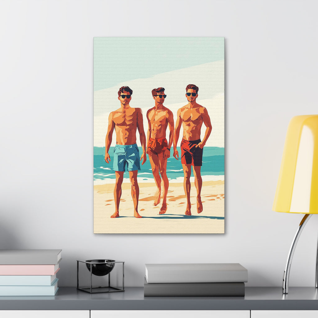 Boys at Beach Canvas Print – Vintage Summer Surf Art