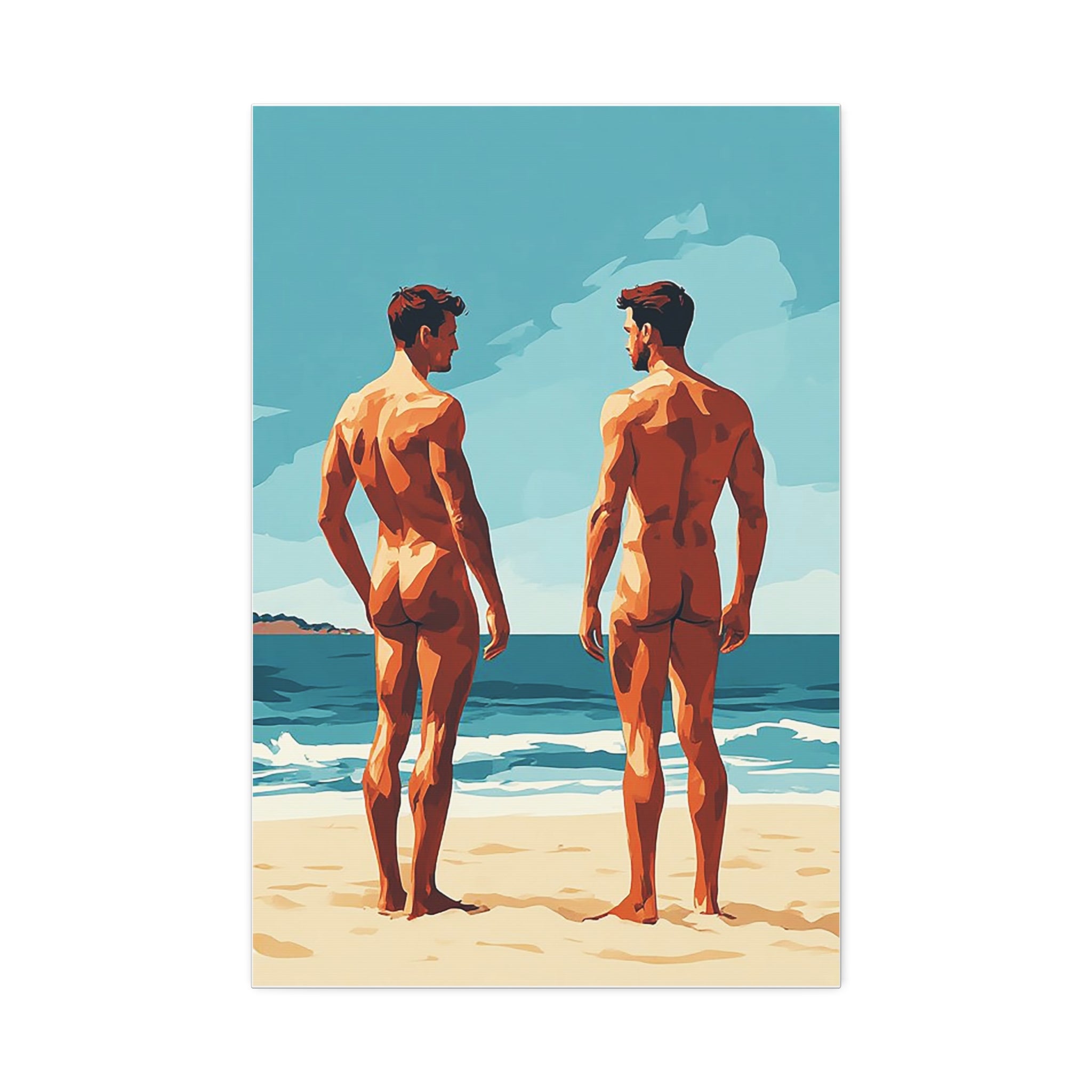 Canvas Print – 'Beach Gaze' Two Men Summer Art (Stretched Canvas 1.5")