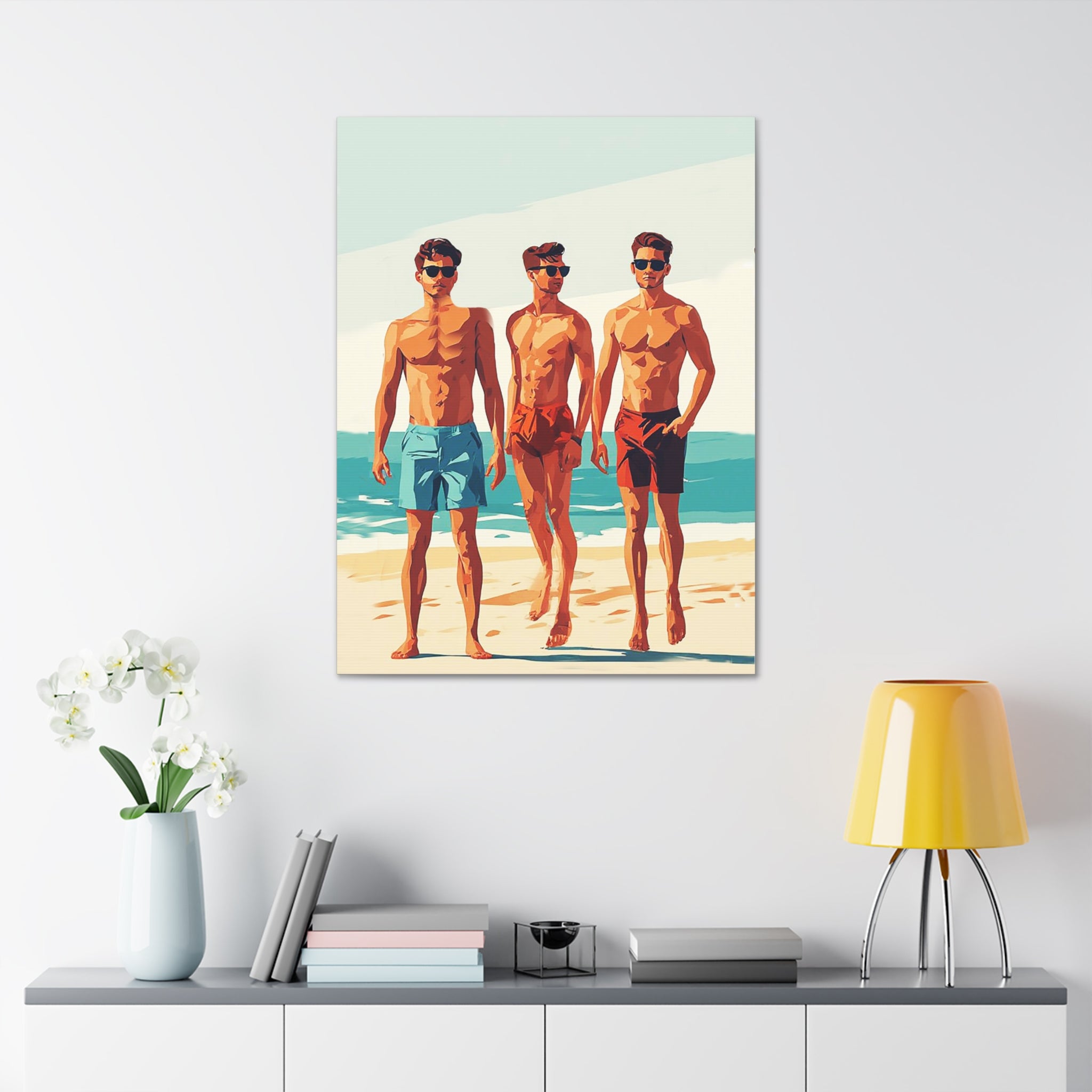 Boys at Beach Canvas Print – Vintage Summer Surf Art