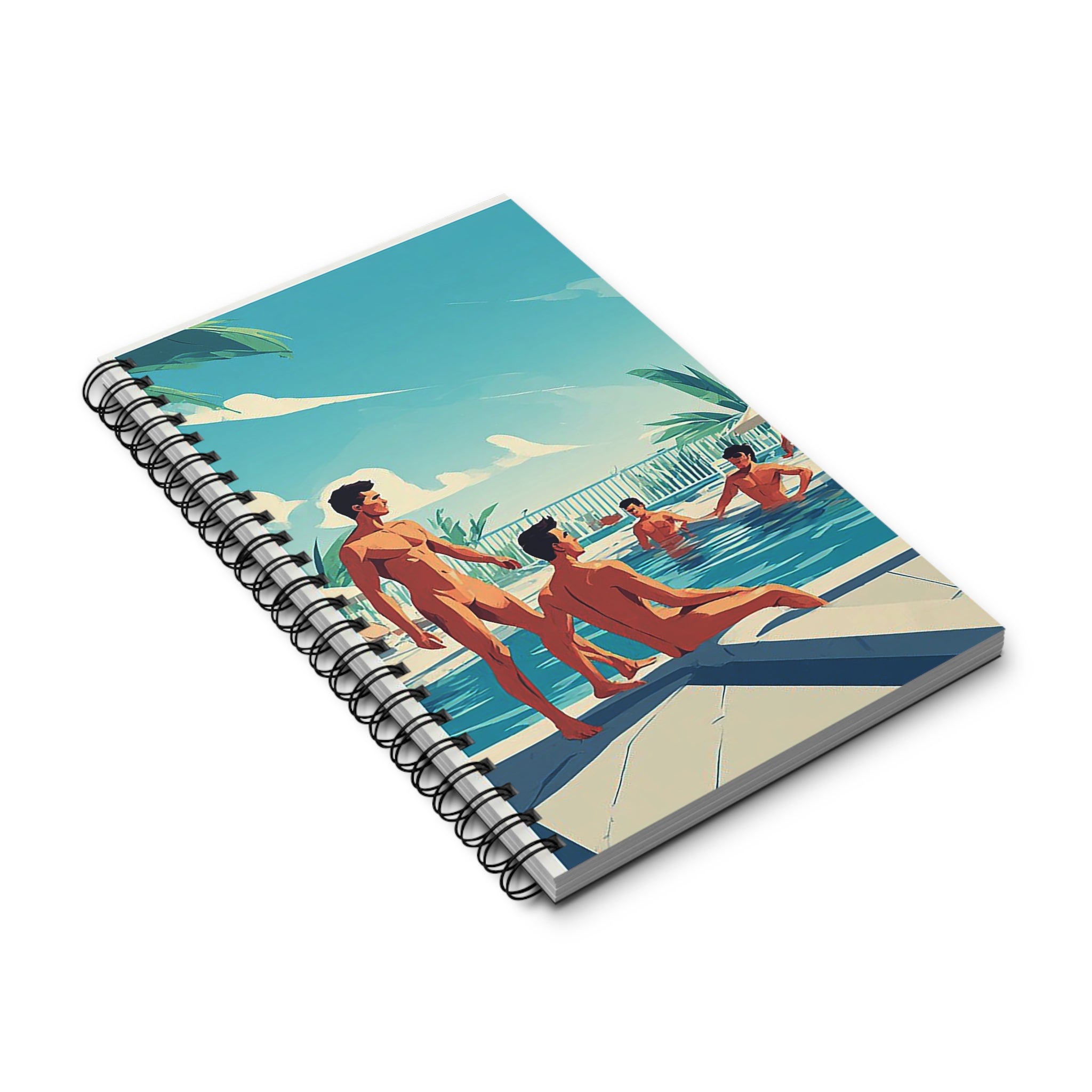 Spiral Journal — Retro Poolside Illustration Notebook