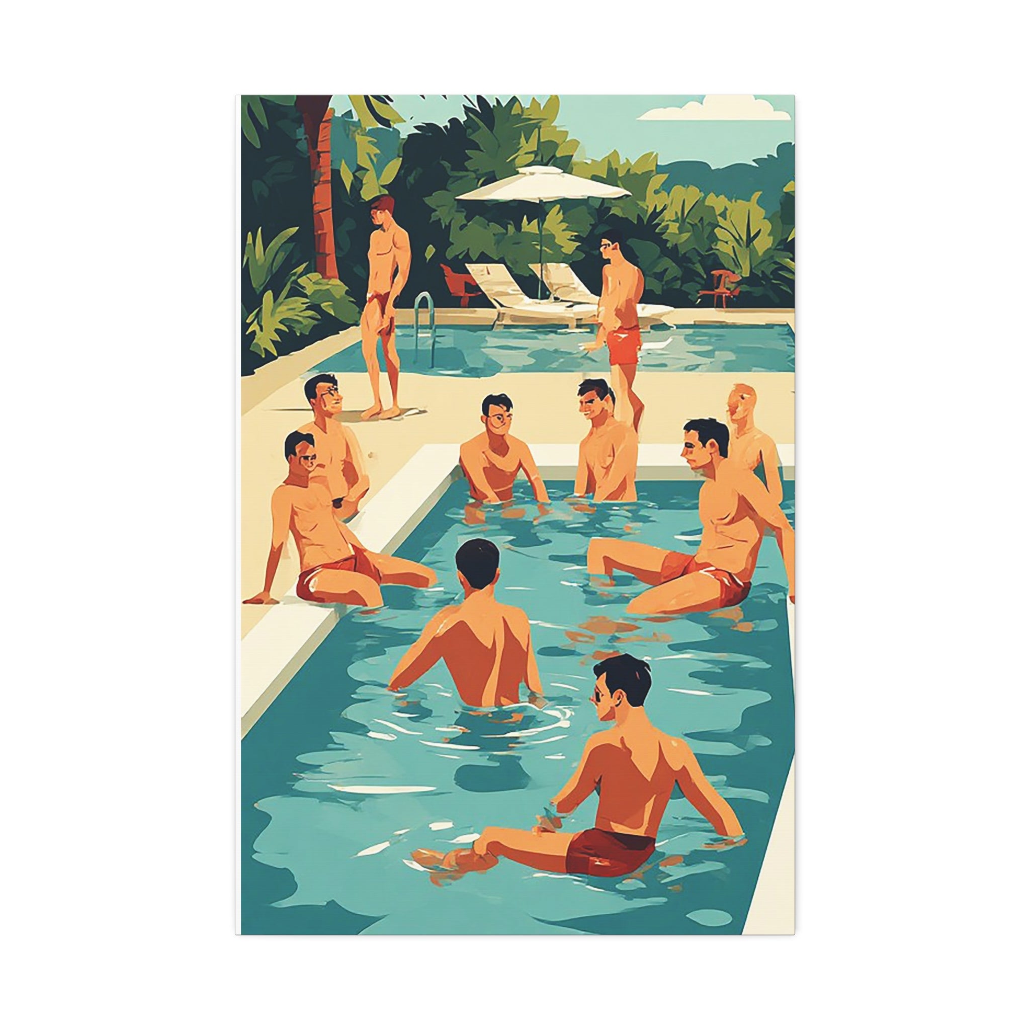 Canvas Print - Retro Men’s Pool Party Artwork (Stretched 1.5")