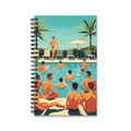 Vintage Poolside Spiral Journal — Retro Men at the Pool Illustration Notebook