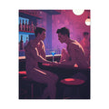 Canvas Print — Neon Bar Night: Intimate Two Men Art Print