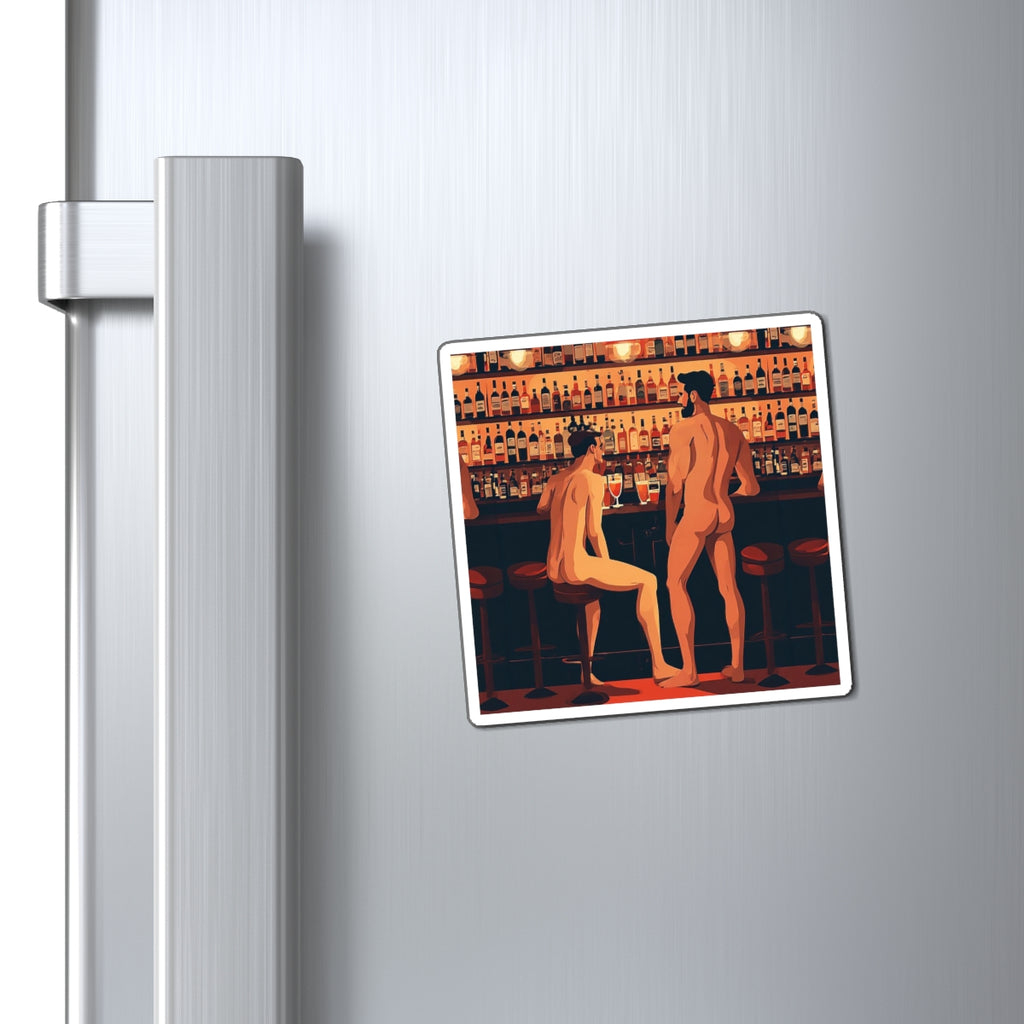 Naked Bar Buddies Magnet — Funny Retro Gay Pride Refrigerator Magnet