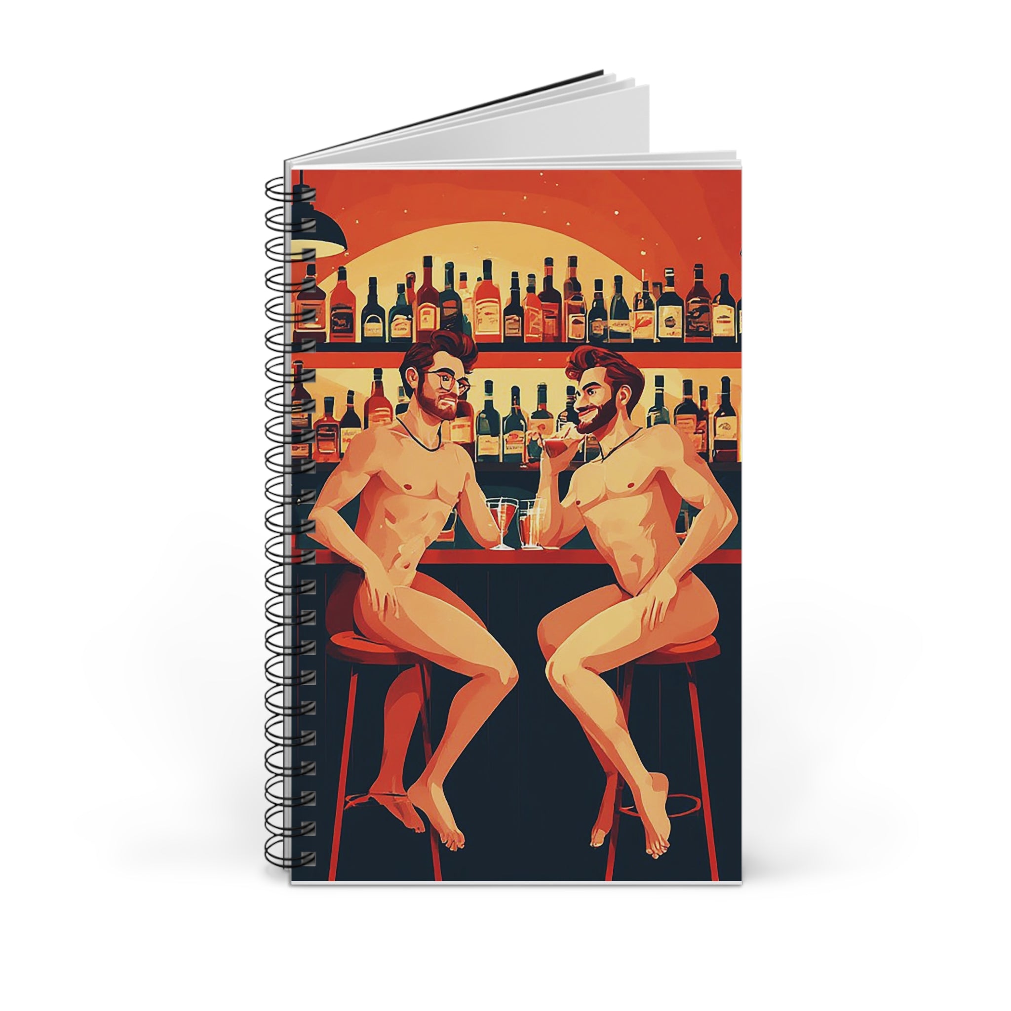 Naked Bar Buddies Spiral Journal — Gay Pride Cocktail Notepad