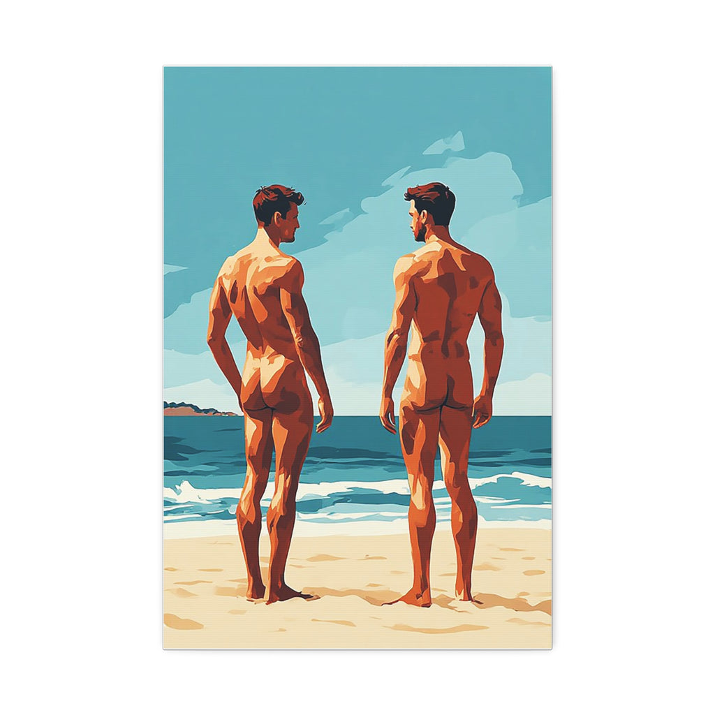 Canvas Print – 'Beach Gaze' Two Men Summer Art (Stretched Canvas 1.5")