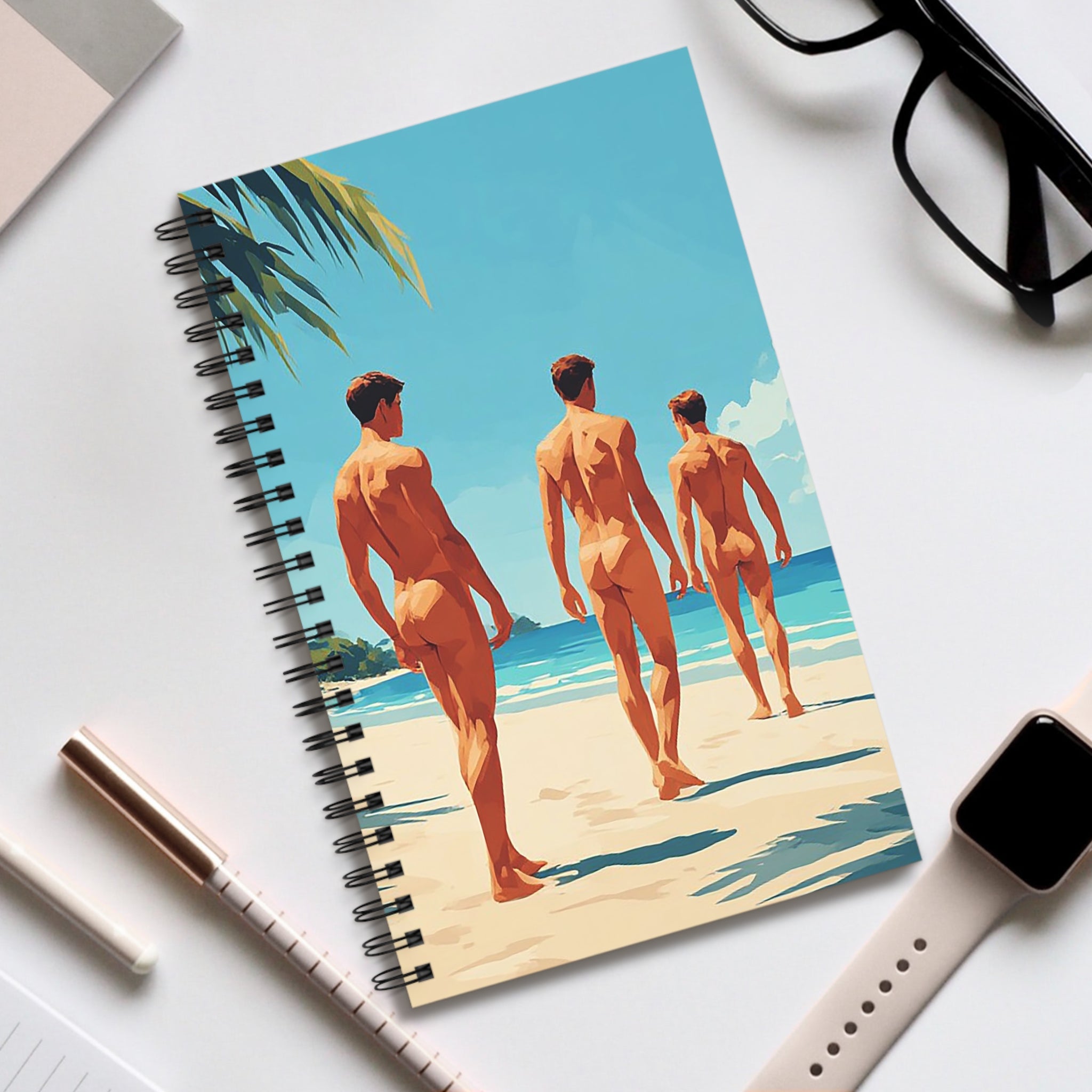 Spiral Journal — Retro Beach Walk Illustration