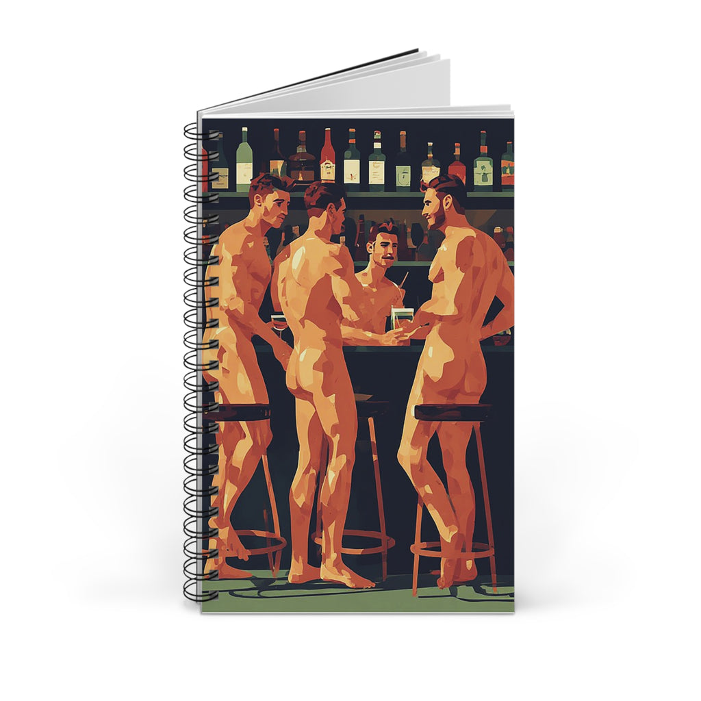 Naked Gents Bar Scene Spiral Journal – Gay Pride Notebook