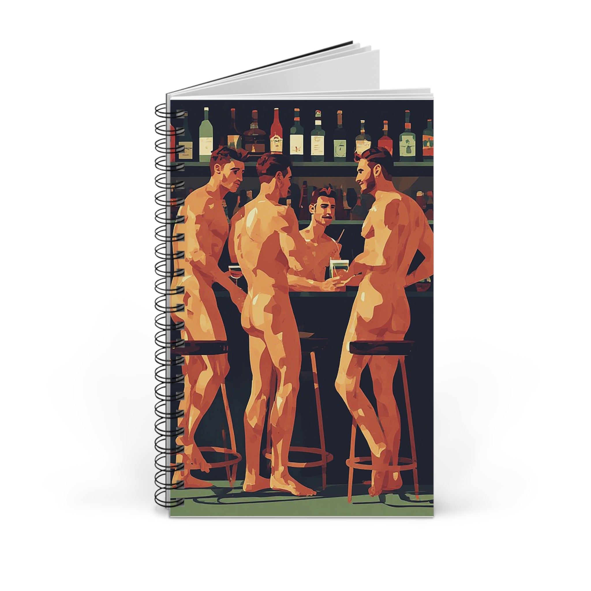 Naked Gents Bar Scene Spiral Journal – Gay Pride Notebook