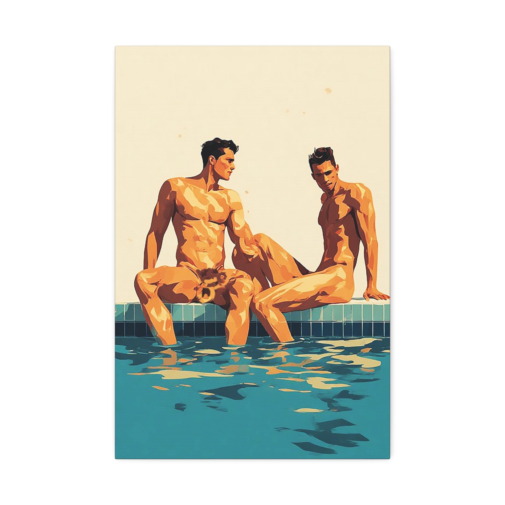 Poolside Male Figure Art Canvas — Stretched 1.5"