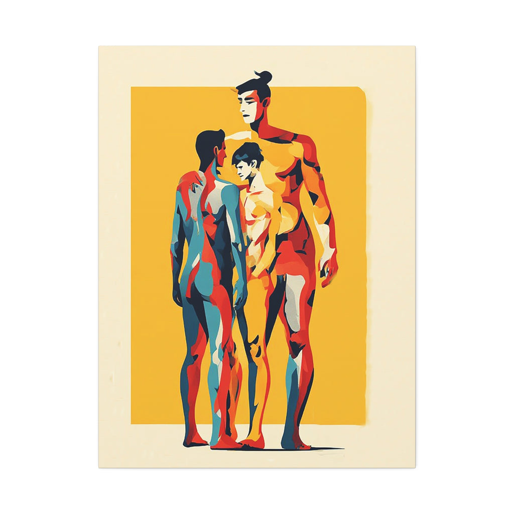 Abstract Trio Figure Canvas Stretched Art Print