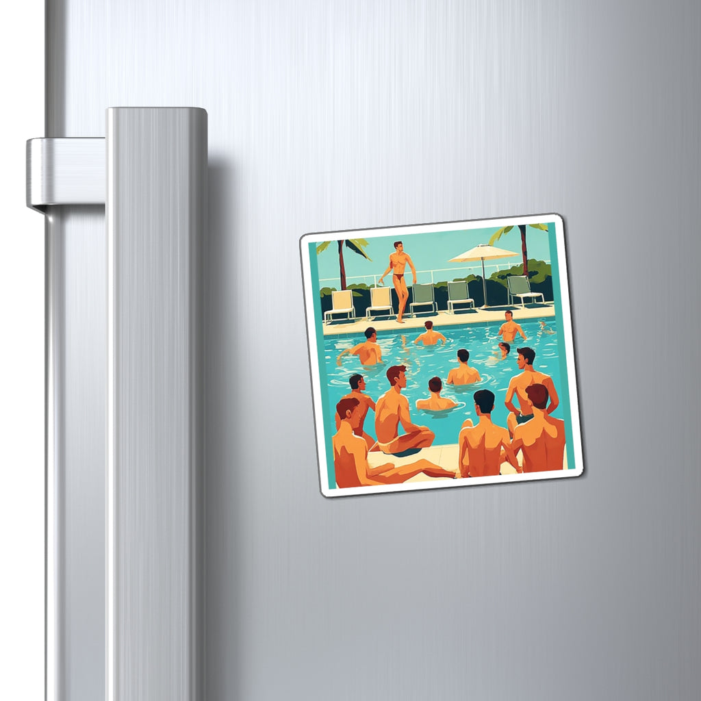 Pool Party Magnet — Vintage Swim Scene Refrigerator Sticker