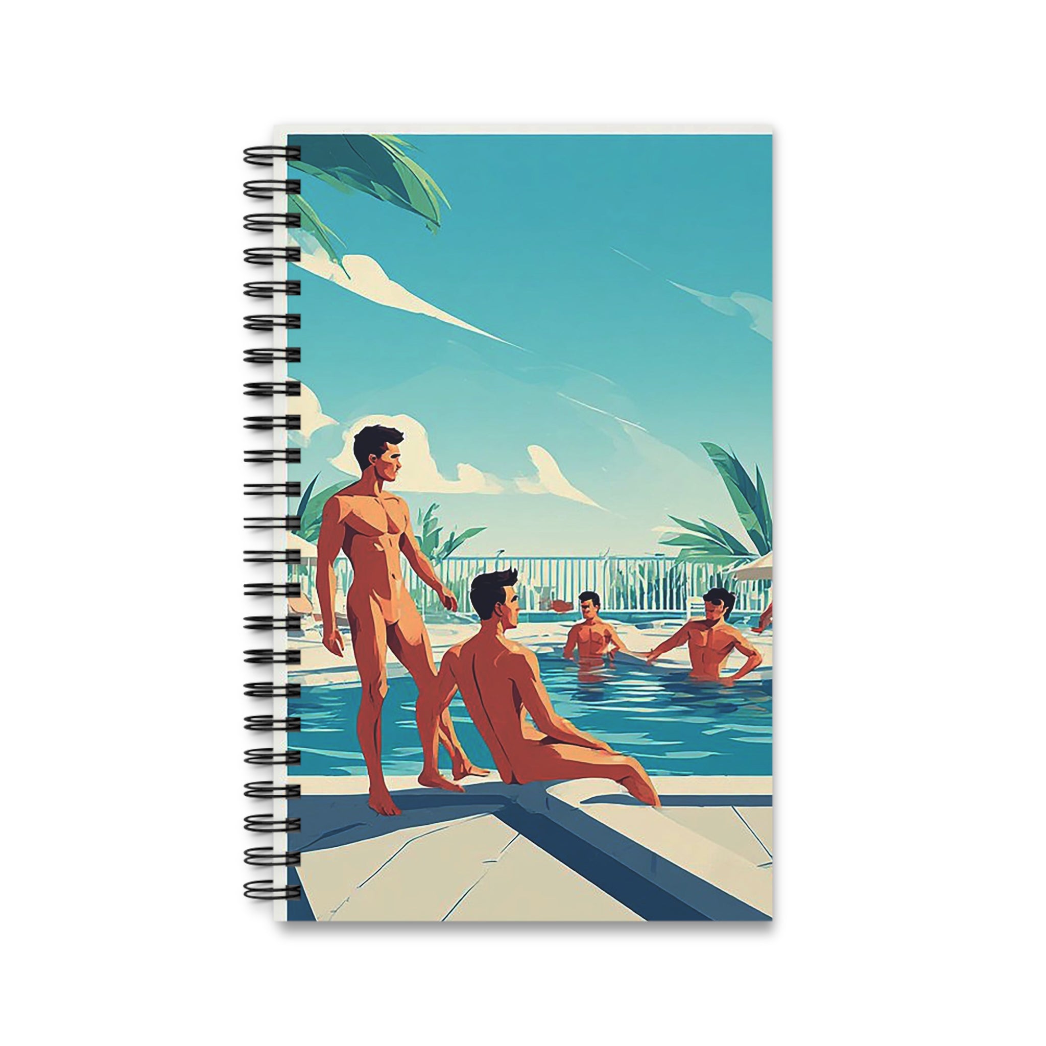 Spiral Journal — Retro Poolside Illustration Notebook